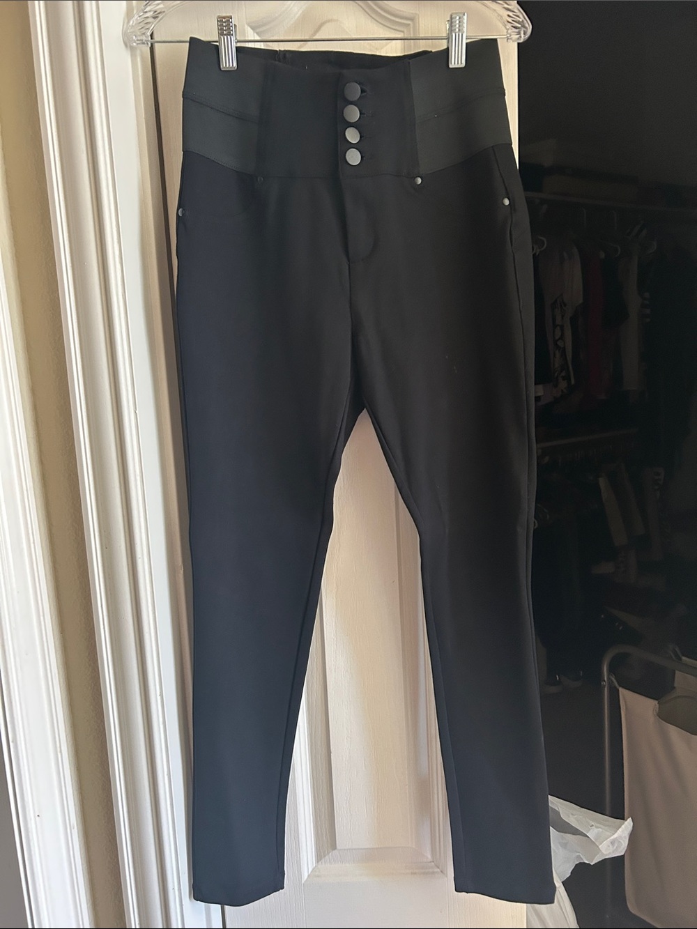 Ci Sono Black High-Waist Skinny Jumpsuit-Style Pants